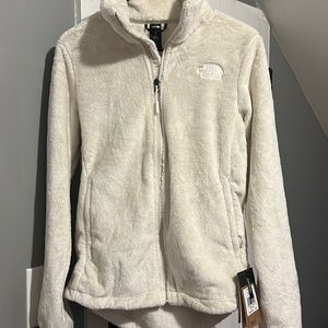 fuzzy all white north face